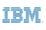 IBM logo featuring horizontal blue stripes forming "IBM" in a bold, striped pattern, denoting progress and reliability in technology.